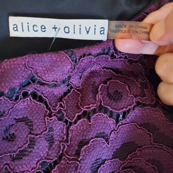 Alice + Olivia Odelia Plum and Black Lace Midi Dress - Picture 10 of 10